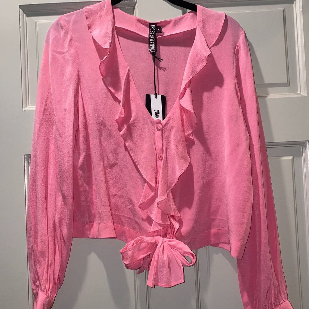 NWT Yoana Baraschi Pink Silk Crop Top Medium